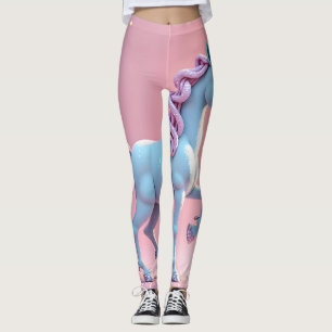 Glittering unicorn silhouette on a pastel pink bas leggings