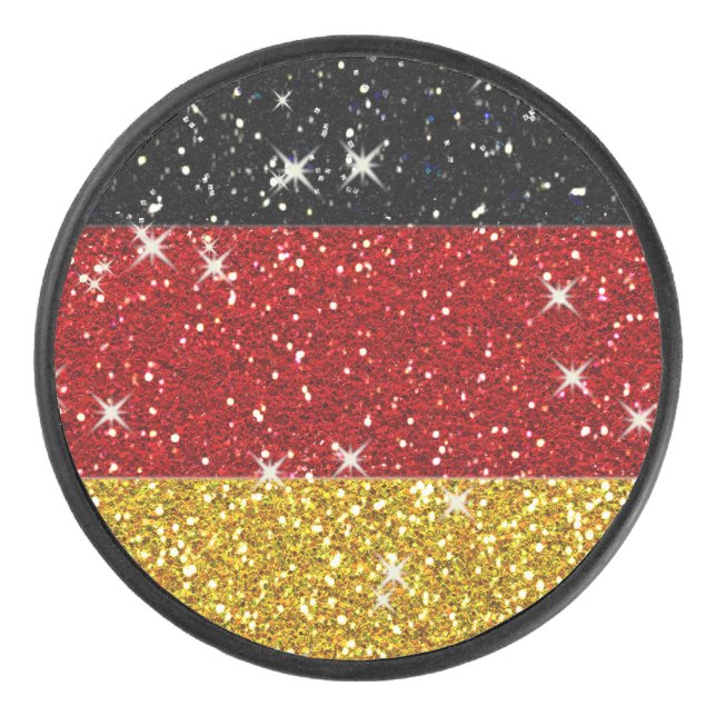 Glitters Germany Flag with Sparkles Hockey Puck (Front)