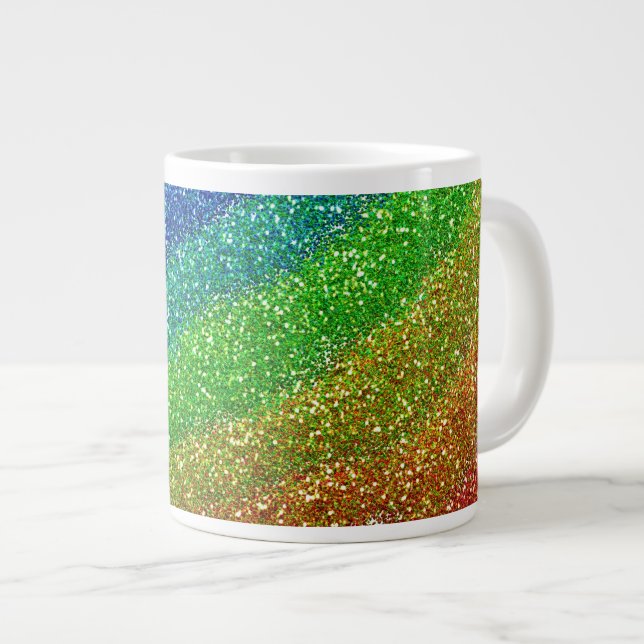 Glitters Rainbow Large Coffee Mug (Front Right)