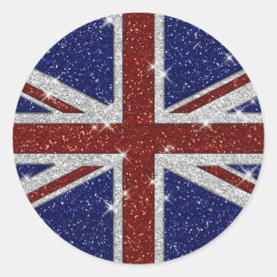 Glitters Shiny Sparkle Union Jack Flag Classic Round Sticker