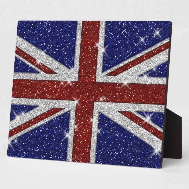 Glitters Shiny Sparkle Union Jack Flag Plaque (Side)