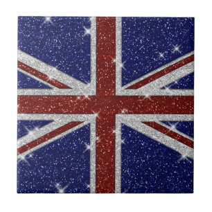 Glitters Shiny Sparkle Union Jack Flag Tile