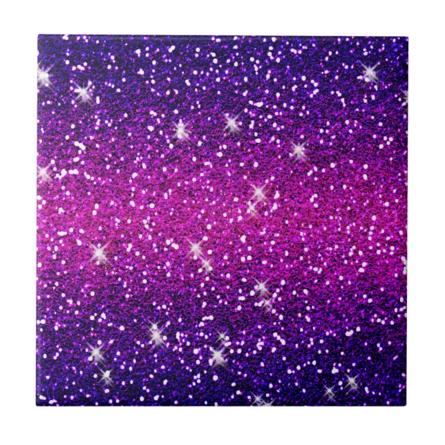 Glitters Sparkles Purple Pink Texture Ceramic Tile (Front)