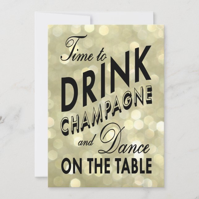 Glittery 40th Birthday Time to Drink Champagne Invitation (Front)