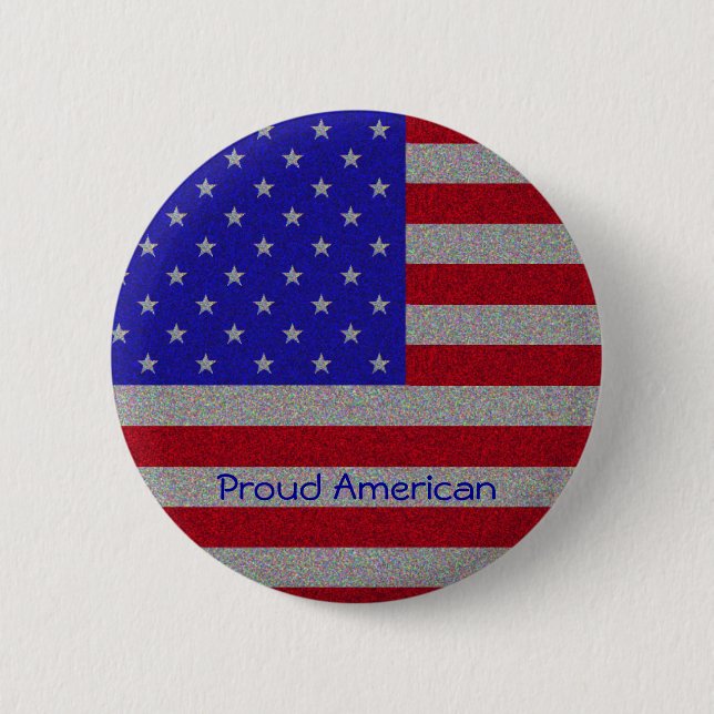 Glittery American Flag 6 Cm Round Badge (Front)