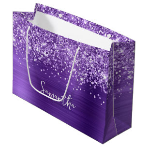 Glittery Amethyst Glam Name Large Gift Bag