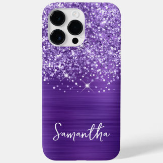 Glittery Amethyst Purple Glam Name Case-Mate iPhone 14 Pro Max Case