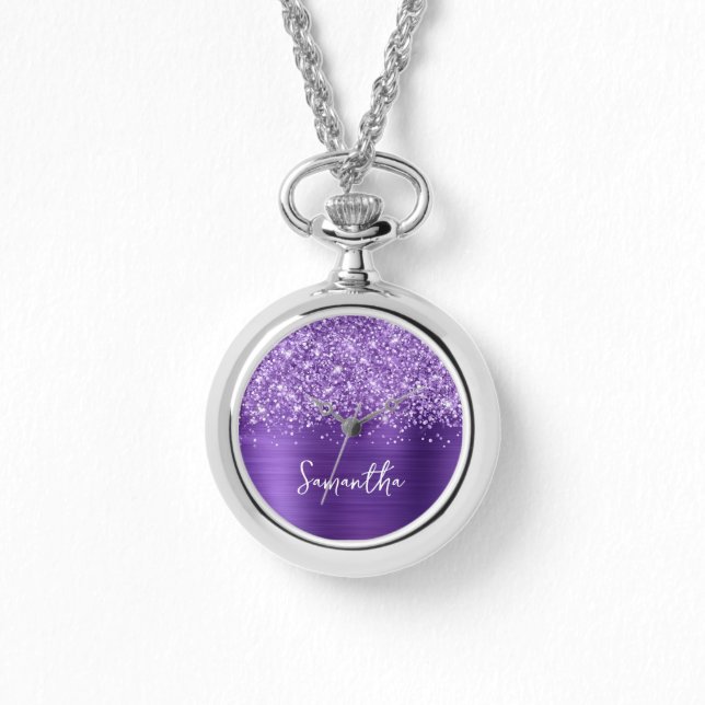 Glittery Amethyst Purple Glam Name Watch (Front)