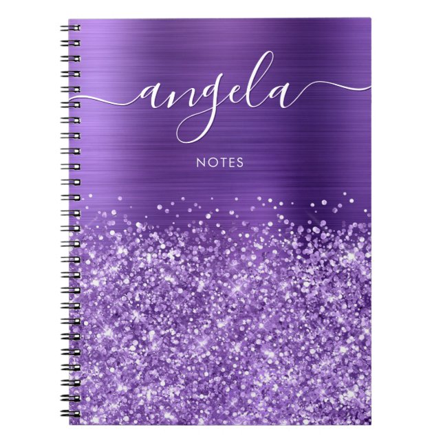 Glittery Amethyst Purple Glam Notes Notebook (Front)