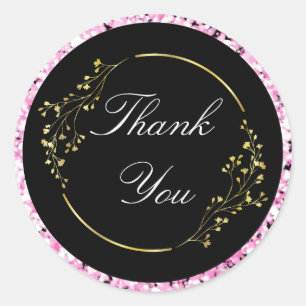 Glittery and Golden Thank you Sticker Elegant