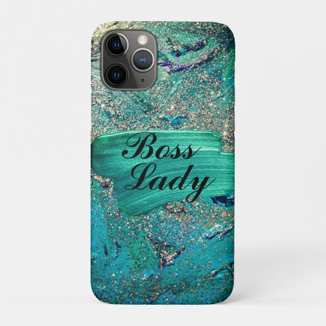 Glittery Aqua Paint Strokes Boss Lady    Case-Mate iPhone Case (Back)