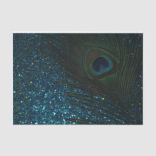 Glittery Aqua Peacock Tissue Paper