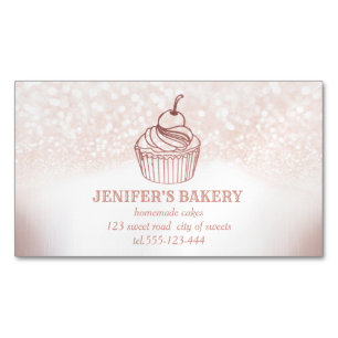 Glittery bakery homemade cupcakes and sweets Magnetic business card