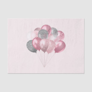 Glittery Balloon Bunch in Pink and Silver Tissue Paper