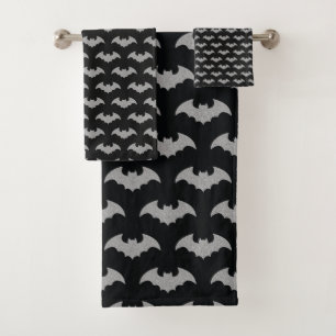 Glittery Bat Halloween Bath Towel Set