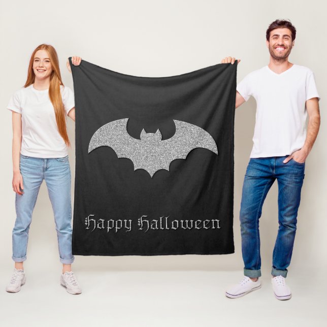 Glittery Bat Halloween Fleece Blanket (In Situ)