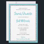 Glittery Bat Mitzvah Blue and Silver Large Invitation<br><div class="desc">This trendy Bat Mitzvah invitation features sparkling faux glitter layered against a solid colour background. Use the template form to add your own information. The Design Tool can be used to change the font style,  colour and layout.</div>