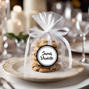 Glittery Bat Mitzvah Elegant Black and Silver Classic Round Sticker