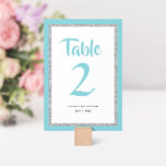 Glittery Bat Mitzvah Light Blue and Silver  Table Number<br><div class="desc">This trendy Bat Mitzvah table number features sparkling faux glitter layered against a solid colour background.  Use the template form to add your own information.  The Design Tool can be used to change the font style,  colour and layout.</div>