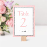 Glittery Bat Mitzvah Light Pink and Silver  Table Number<br><div class="desc">This trendy Bat Mitzvah table number features sparkling faux glitter layered against a solid colour background.  Use the template form to add your own information.  The Design Tool can be used to change the font style,  colour and layout.</div>