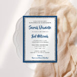 Glittery Bat Mitzvah Navy Blue & Silver Rectangle Invitation<br><div class="desc">This trendy Bat Mitzvah invitation features sparkling faux glitter layered against a solid colour background. Use the template form to add your own information. The Design Tool can be used to change the font style,  colour and layout.</div>