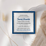 Glittery Bat Mitzvah Navy Blue Silver Square Invitation<br><div class="desc">This trendy Bat Mitzvah invitation features sparkling faux glitter layered against a solid colour background.  Use the template form to add your own information.  The Design Tool can be used to change the font style,  colour and layout.</div>