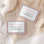 Glittery Bat Mitzvah Pink and Silver Detail Card<br><div class="desc">This trendy insert card features bold lettering on the front with a layered look in silver glitter and white,  and a solid coloured back. Add your text using the template form. Change the font,  layout and colours using the Design Tool.</div>