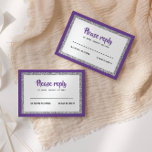 Glittery Bat Mitzvah, Purple and Silver RSVP Card<br><div class="desc">This trendy insert card features bold lettering on the front with a layered look in silver glitter and white,  and a solid coloured back.  Add your text using the template form.  Change the font,  layout and colours using the Customise feature.</div>