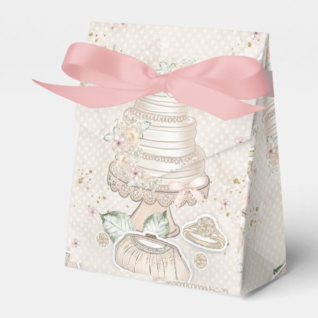 Glittery Bridal Wedding Pattern Favour Box (Front Side)