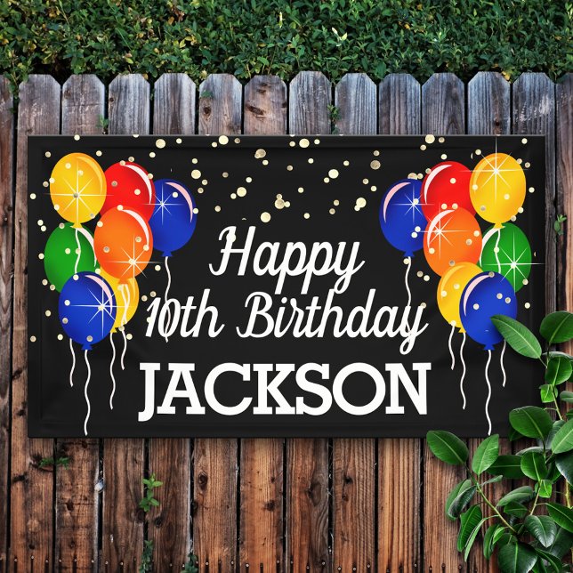Glittery Bright Colour Balloons Happy Birthday Banner (Creator Uploaded)