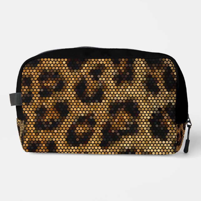 Glittery Brown Leopard Pattern Dopp Kit (Front)