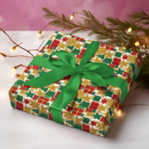 Glittery Christmas Pattern Wrapping Paper