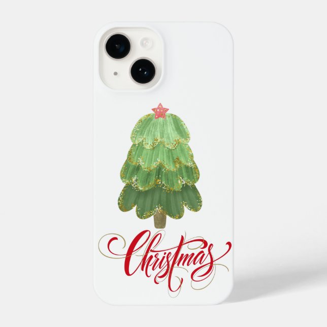 Glittery Christmas tree  iPhone Case (Back)