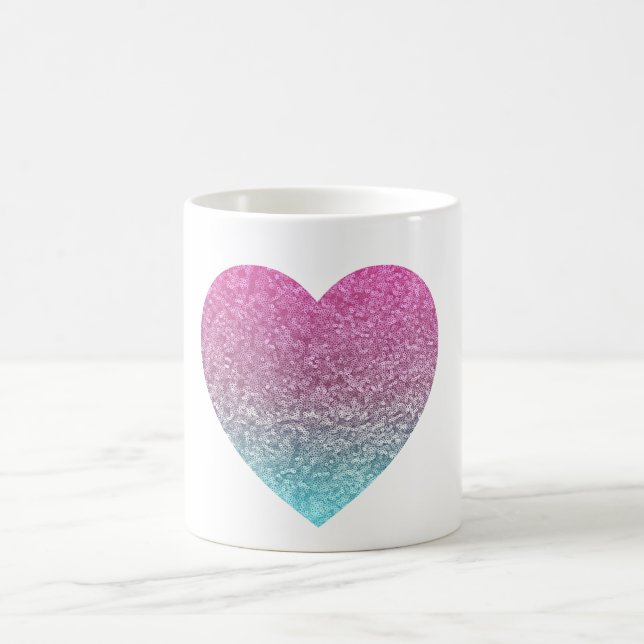Glittery Colourful Heart Coffee Mug (Center)