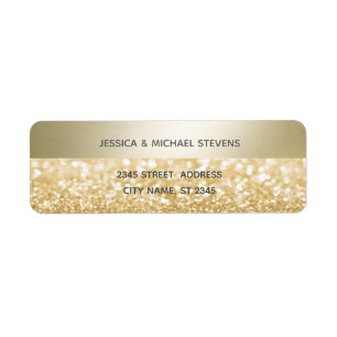 Glittery Elegant modern gold stripe Return Address Label