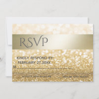 Glittery Elegant modern  gold stripe RSPV