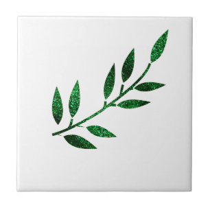 Glittery Emerald Green Leaf Gift Decor Party Favou Ceramic Tile