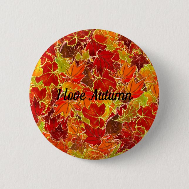 Glittery Fall Maple Leaves 6 Cm Round Badge (Front)