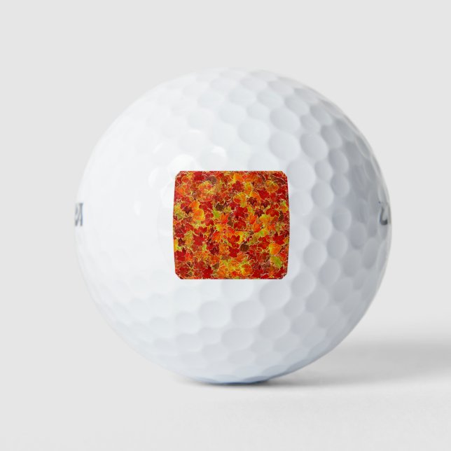 Glittery Fall Maple Leaves Golf Balls (Front)