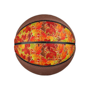 Glittery Fall Maple Leaves Mini Basketball