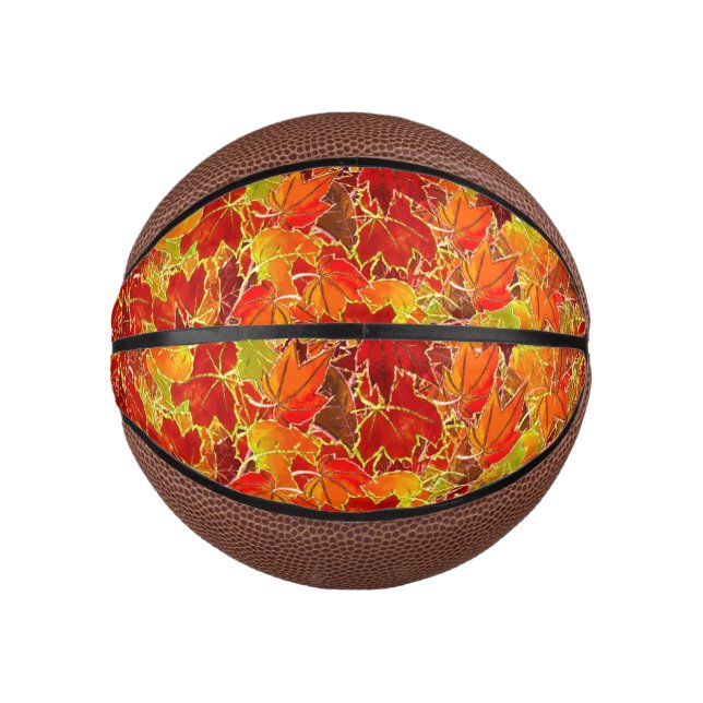 Glittery Fall Maple Leaves Mini Basketball (Front)