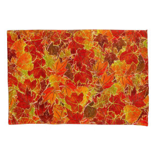 Glittery Fall Maple Leaves Pillowcase