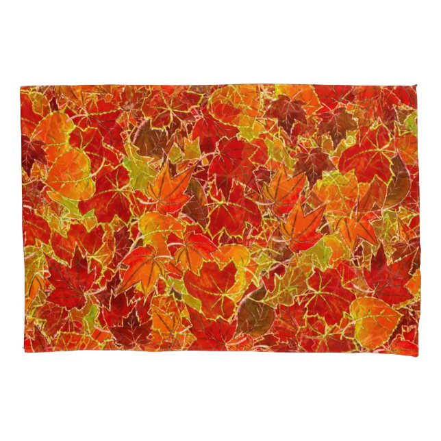 Glittery Fall Maple Leaves Pillowcase (Front)