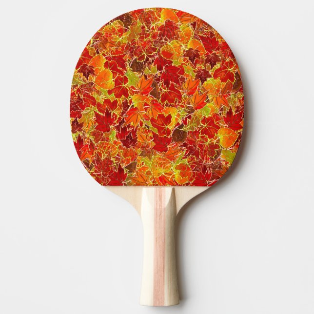 Glittery Fall Maple Leaves Ping Pong Paddle (Front)