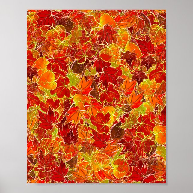 Glittery Fall Maple Leaves Poster (Front)