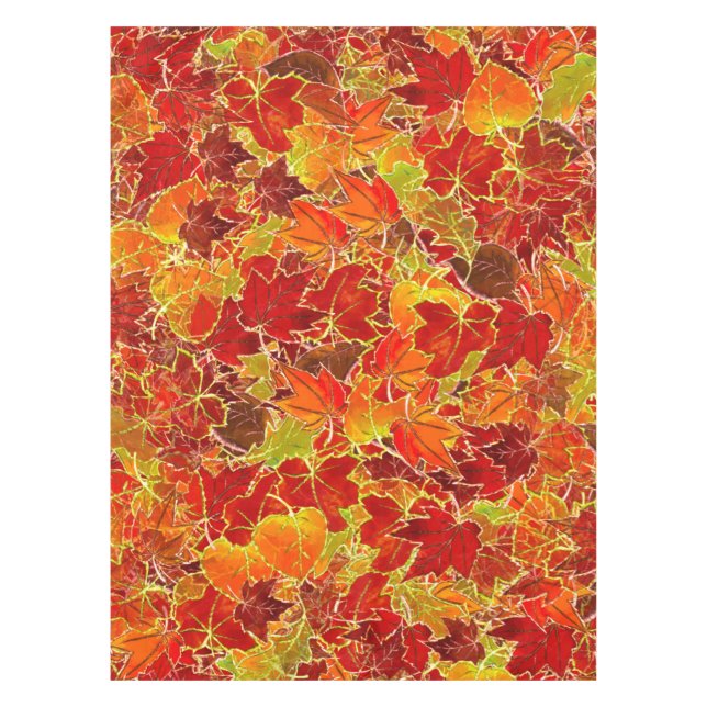 Glittery Fall Maple Leaves Tablecloth (Front)