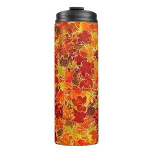 Glittery Fall Maple Leaves Thermal Tumbler