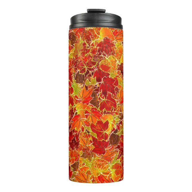 Glittery Fall Maple Leaves Thermal Tumbler (Front)