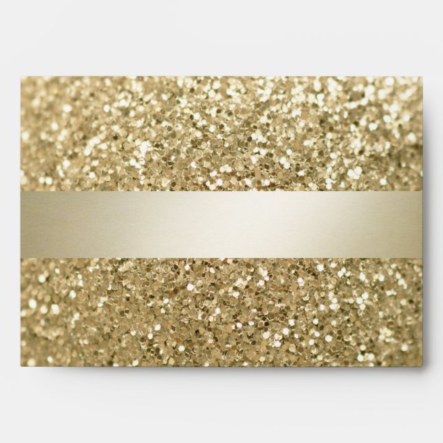Glittery  fancy elegant modern gold stripe envelop envelope (Front)