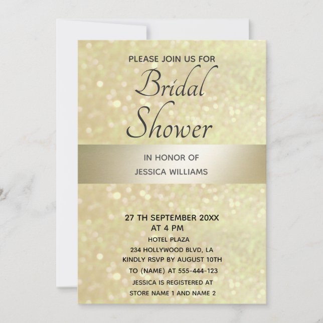 Glittery fancy elegant modern gold stripe invitation (Front)